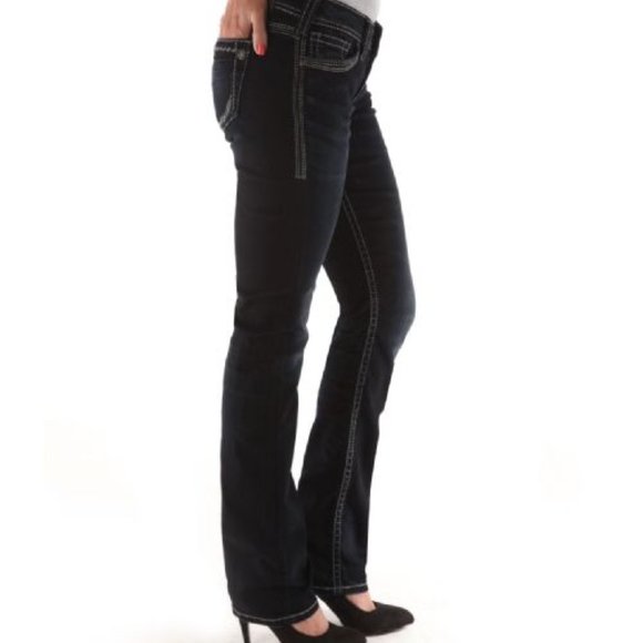 Silver jeans co berkley dark wash straight leg - LOW RISE - Picture 1 of 9
